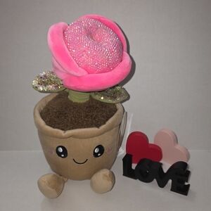 💎 CUSTOM GAFA FLOWER 🌸 Pink & Tan Plush w Smiley Face, Feet - Smoochy Pals NWT